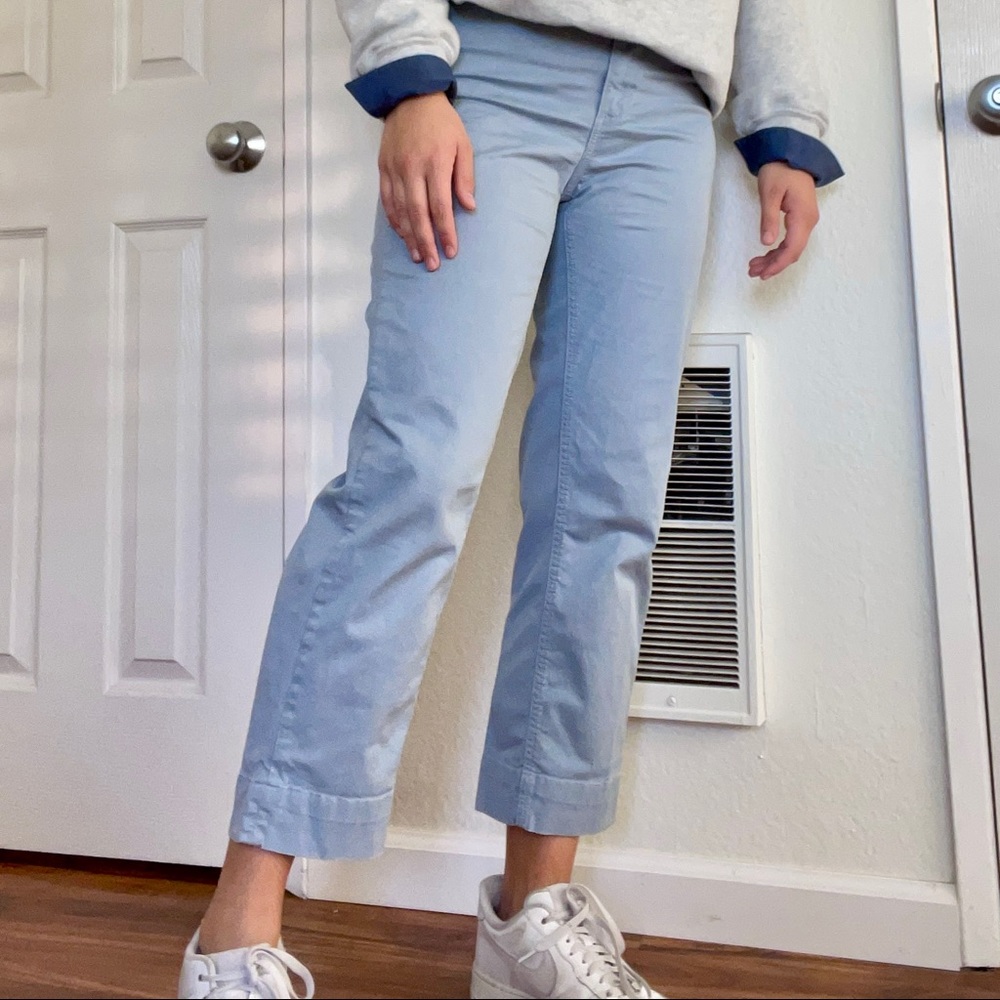 everlane lightweight straight leg crop, size 6, slate blue